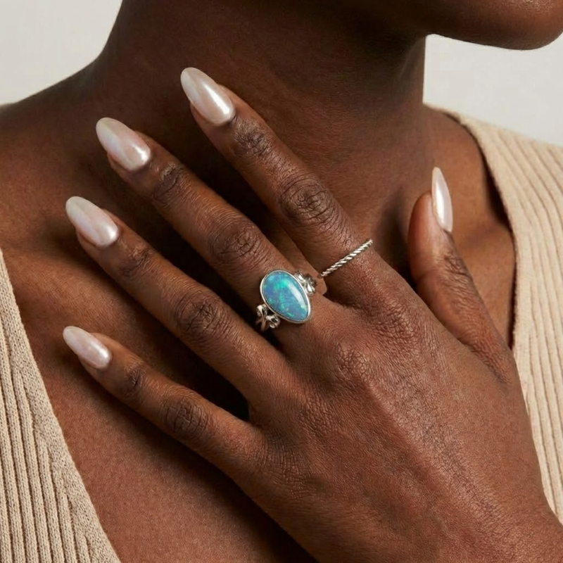 Bague ARTÉMIS - Opale Bleue