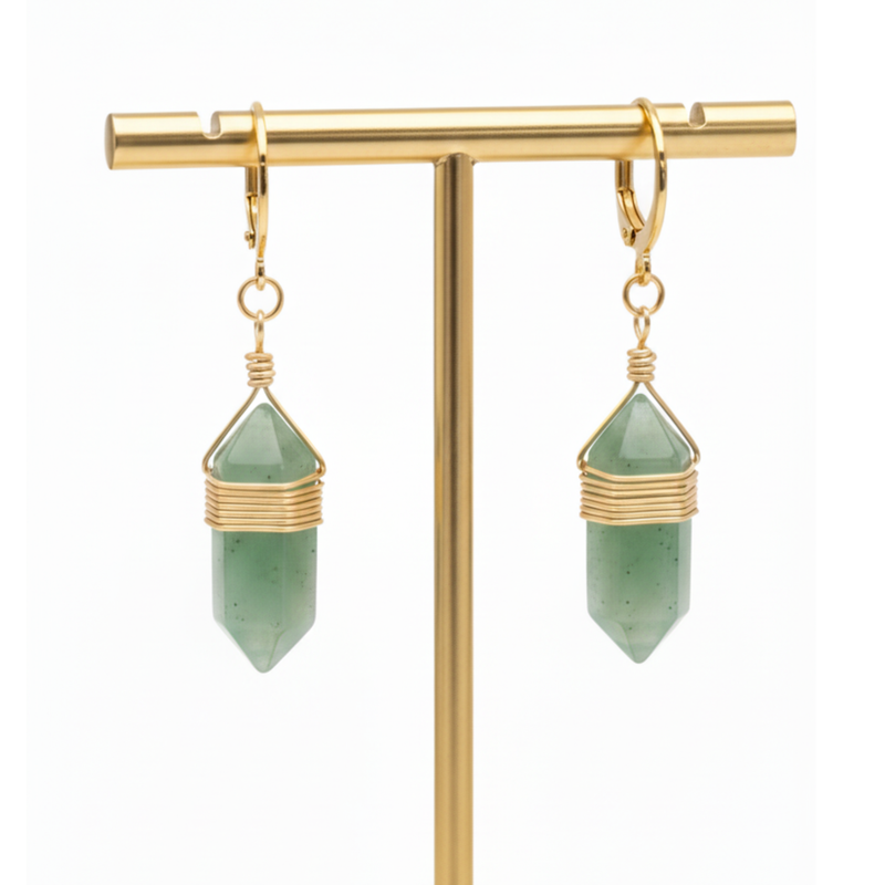 Boucles STELA Aventurine Verte