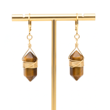 Boucles d'Oreilles Pointe - Oeil de Tigre