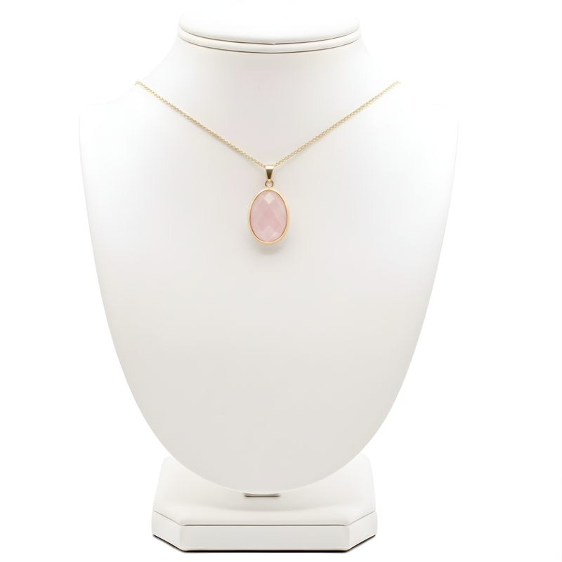 Pendentif Serti Quartz Rose