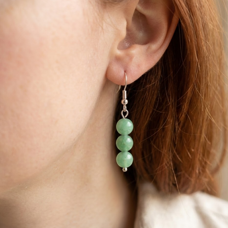 Boucles LUVIA Aventurine Verte