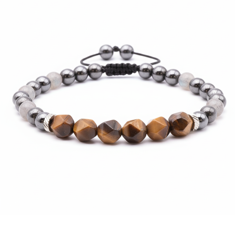 Bracelet HELIOS - Oeil de Tigre Hématite Labradorite