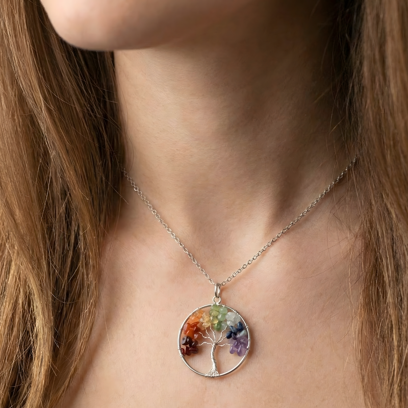 Pendentif Arbre de vie 7 chakras