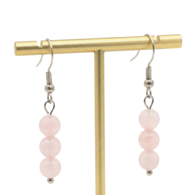 Boucles d'Oreilles 6mm - Quartz Rose