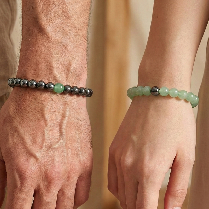 Bracelet Couple Aventurine - Hématite