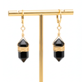 Boucles d'Oreilles Pointe - Obsidienne Noire