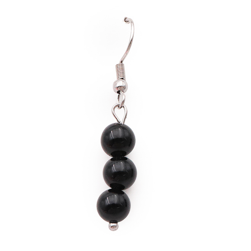Boucles d'Oreilles 6mm - Obsidienne Noire
