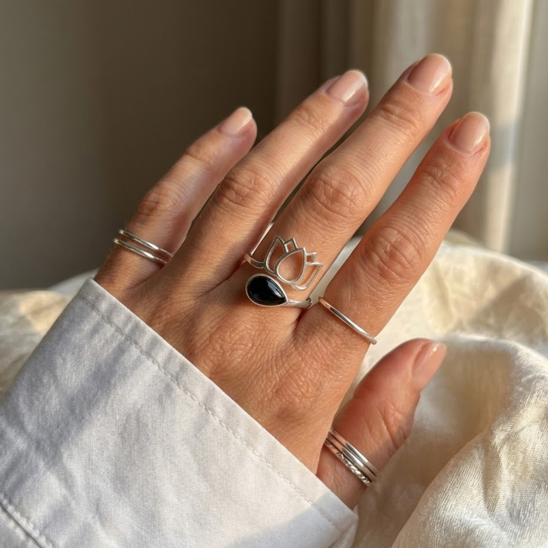 Bague SERENA Obsidienne Noire