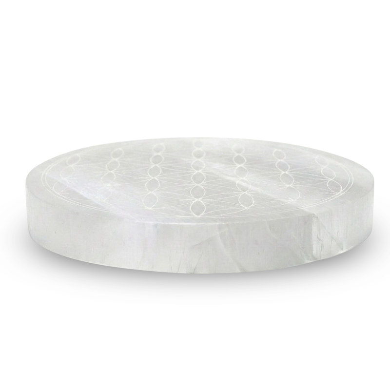 Plaque Sélénite Fleur de vie 14cm
