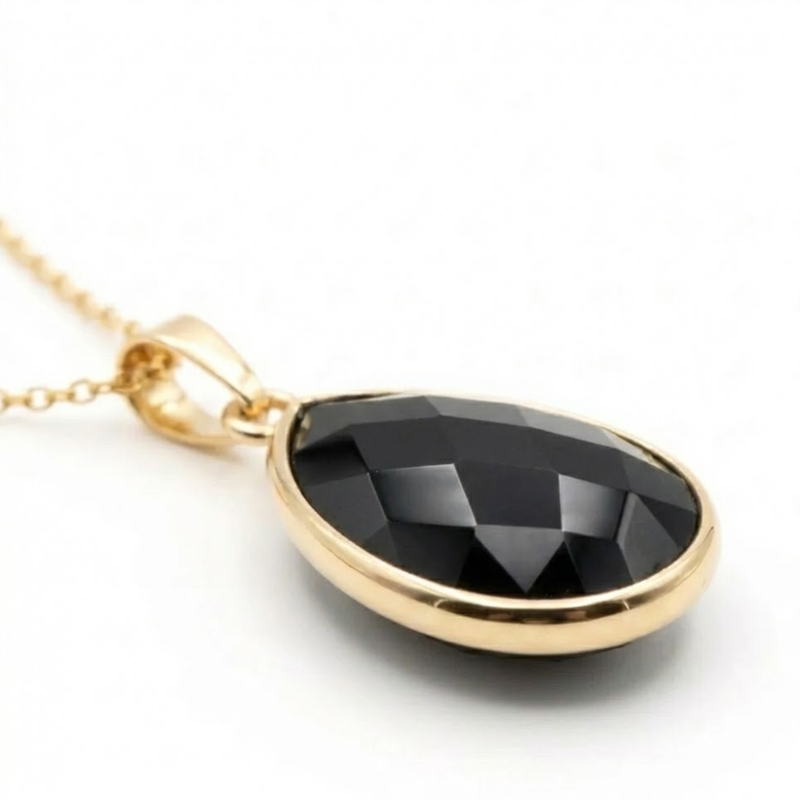 Pendentif Serti Obsidienne Noire