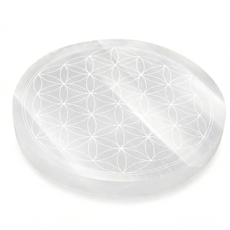 Plaque Sélénite Fleur de vie 14cm
