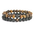 Bracelet Couple Oeil de Tigre - Pierre de Lave